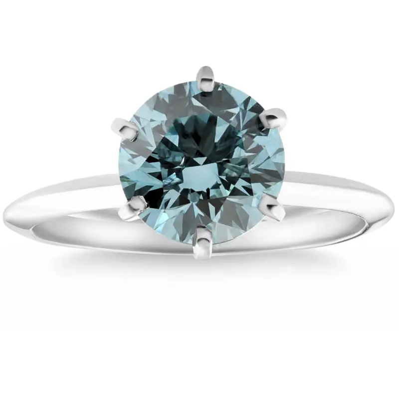 1 - 4Ct Solitaire Blue Diamond Engagement Ring 14K Gold Lab Grown 1