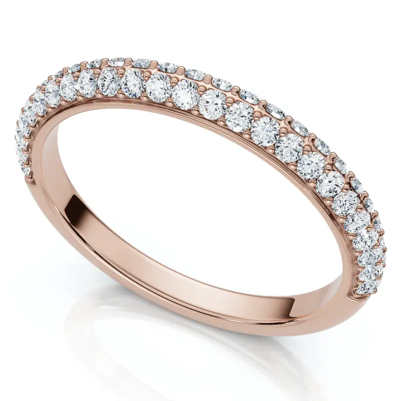 1/4Ct Tw Diamond Micro Pave Wedding Ring Stackable Band 14K Gold Lab Grown 1