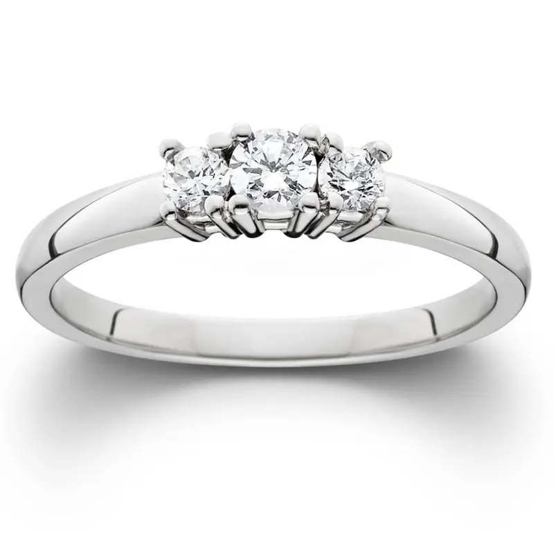 1/4Ct White Gold Three Stone Diamond Engagement Ring Size Selectable 1