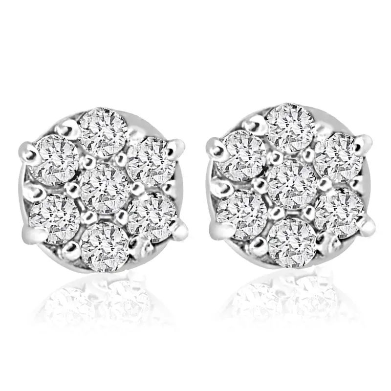 1/4Cttw Diamond Cluster Womens Studs In 10K White Gold 1