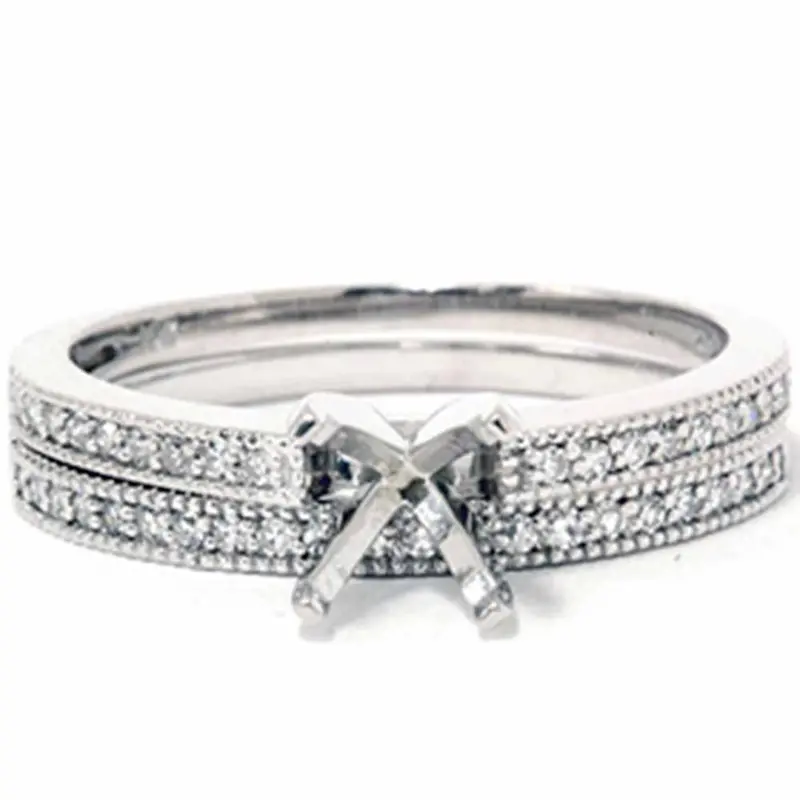 1/4T Diamond Engagement Wedding Ring Semi Mount Set 14K White Gold Size Selectable 1