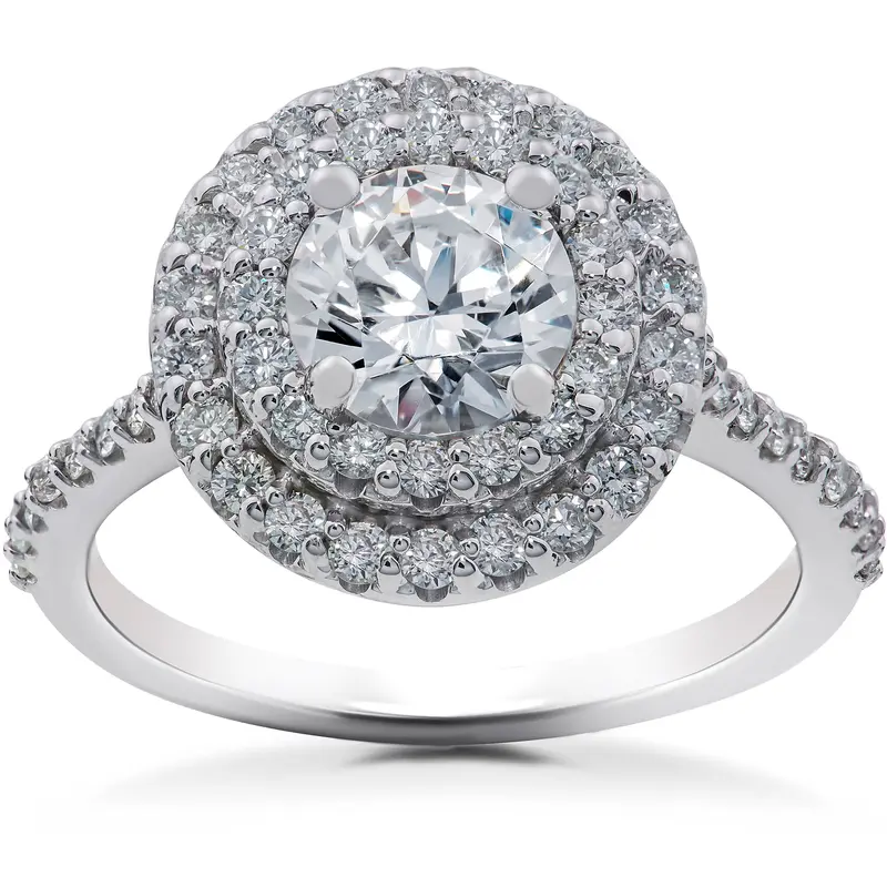 1 5/8 Ct Double Halo Diamond Eco Friendly Lab Grown Engagement Ring 14K Gold 1