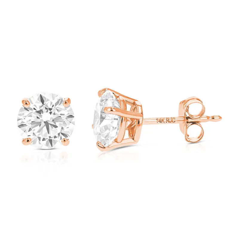 1.50 Cttw Lab Grown Diamond Stud Earrings In 14K Gold With Push Backs For Women 1