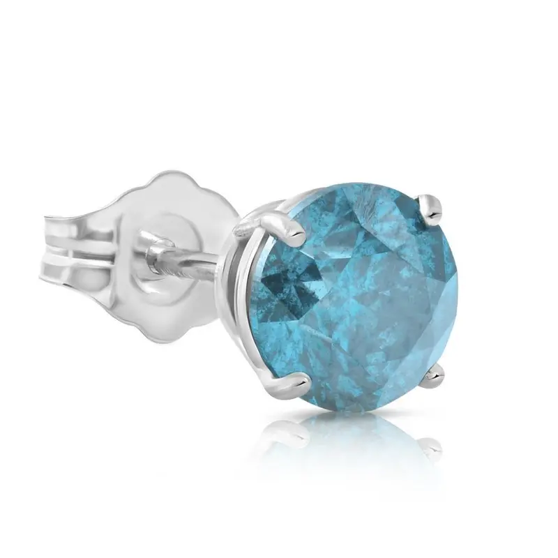 1/5Ct Blue Diamond Single Stud 10K White Gold 1