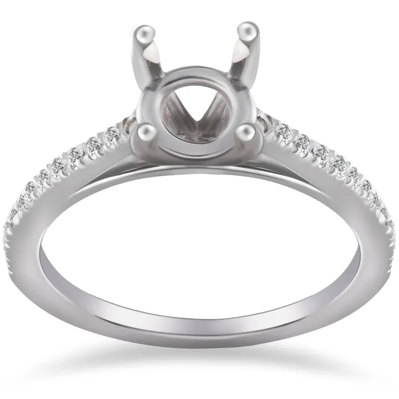 1/5Ct Cathedral Pave Diamond Ring Mount 14K White Gold Size Selectable 1