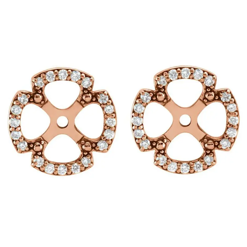 1/5Ct Clover Diamond Earring Jackets 14K Rose Gold (5-5.5Mm) 1