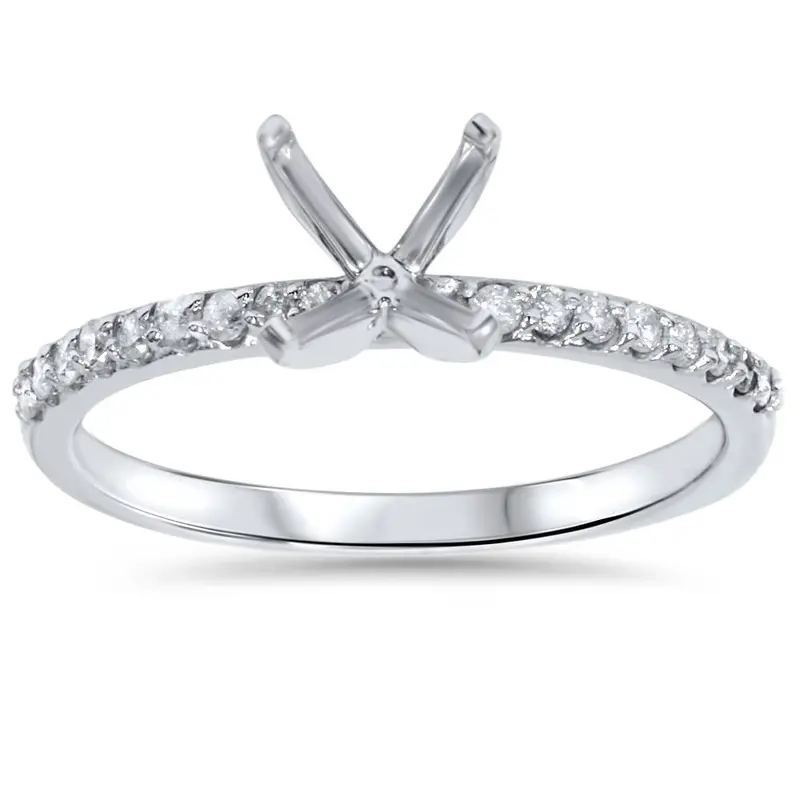 1/5Ct Diamond Ring Setting 14K White Gold Size Selectable 1