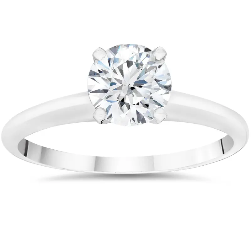 1/5Ct Lab Created Diamond Solitaire Engagement Ring 14K White Gold 1