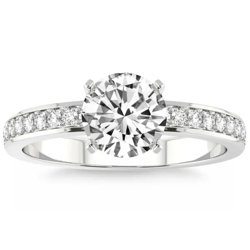1/5Ct Lab Grown Diamond & 7Mm Moissanite Round Engagement Ring In 10K Gold 1