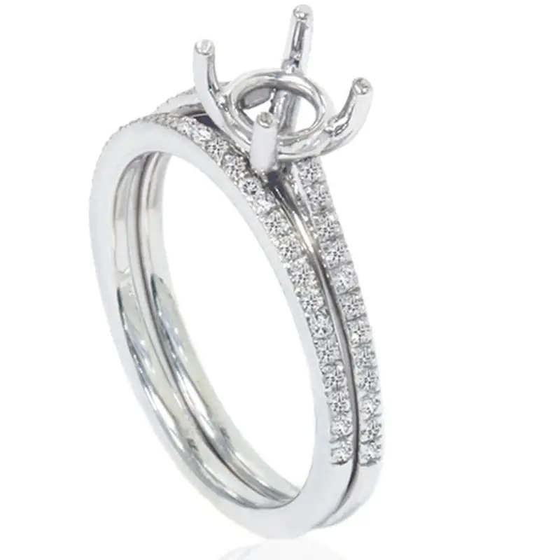 1/5Ct Pave Cathedral Diamond Engagement Ring Setting 14K White Gold Size Selectable 1