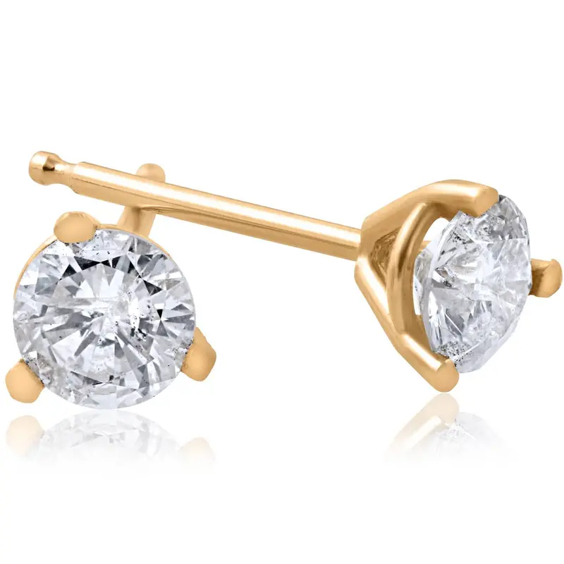 1/5Ct Round Genuine Diamond Martini Studs 14K Yellow Gold 1