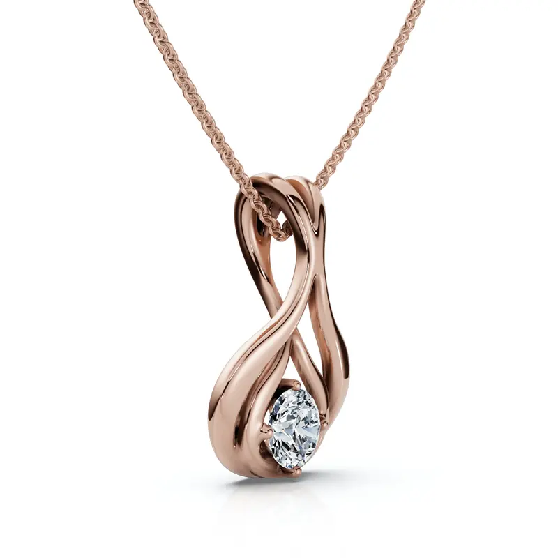 1/5Ct Solitaire Lotus Diamond Pendant 14K Gold 18" Necklace Lab Grown 1
