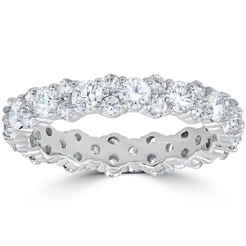 1 7/8 Cttw Diamond Eternity Wedding Ring Stackable Band 14K White Gold Size Selectable 1