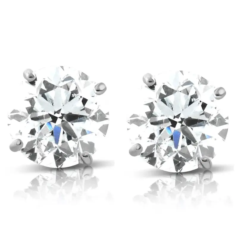 1.70 Cttw 14K White Round Cut Studs Earrings Screw Back 1