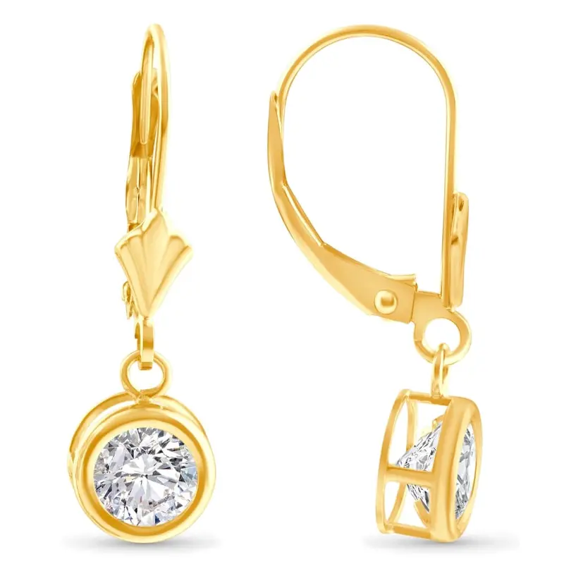 1.80Ct Diamond Lab Grown Dangle Lever Back Hoop Earrings 14K Yellow Gold 1