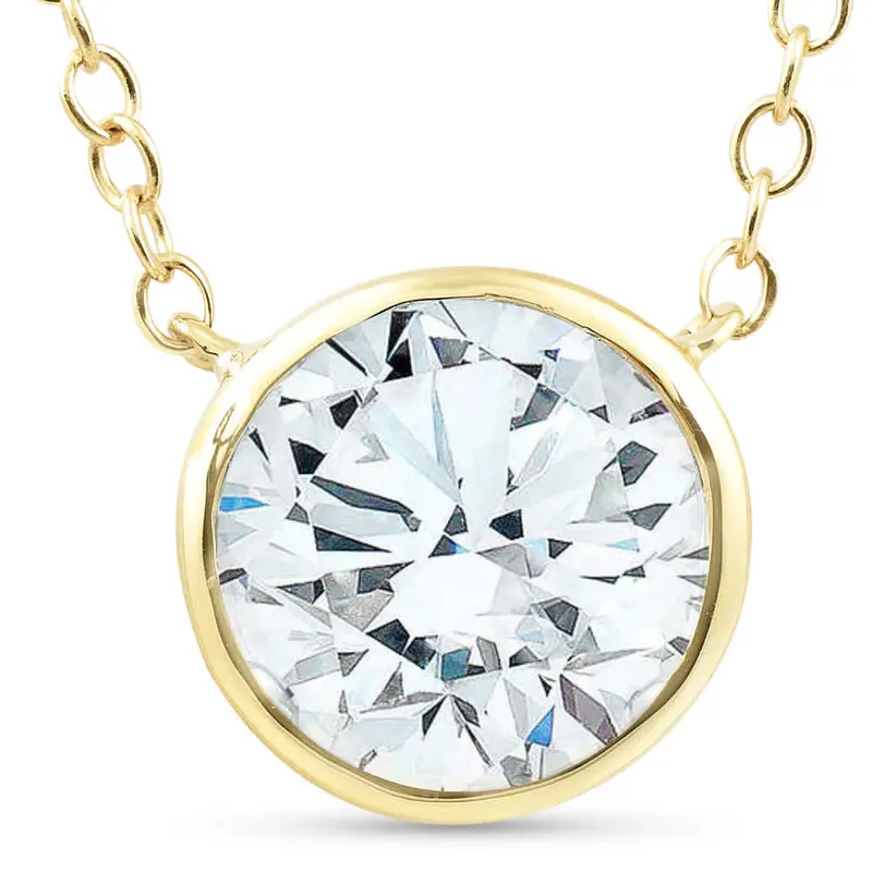 1.88Ct Round Solitaire Diamond Bezel Pendant 14K Yellow Gold Lab Grown 1