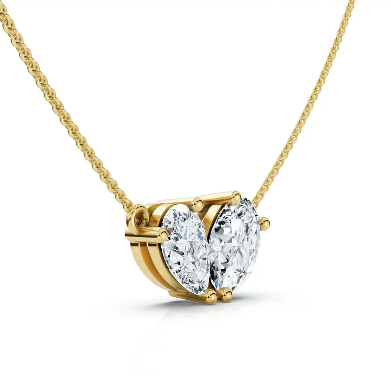 1.90Ct Heart To Heart Diamond Pendant 14K Gold Women's 18" Necklace Lab Grown 1