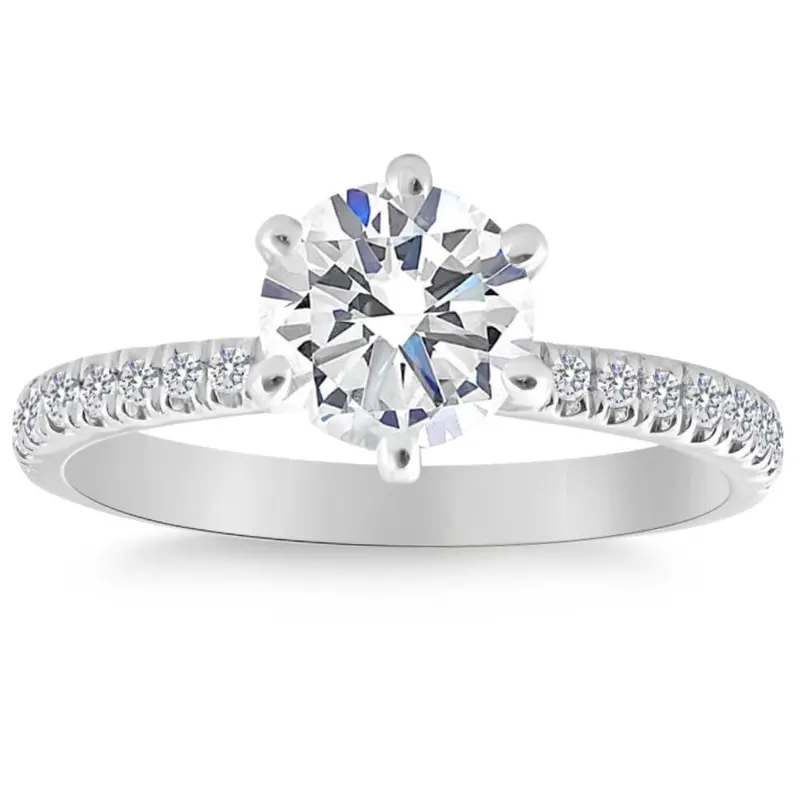 1.90Ct Side Halo Round Diamond Engagement Lab Grown In White Or Yellow Gold 1