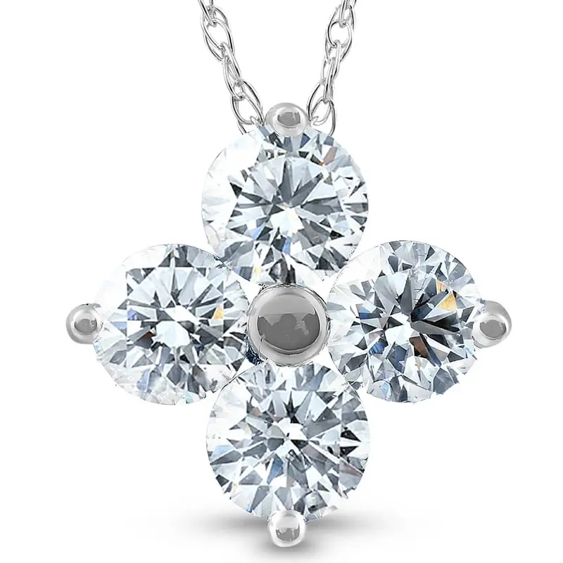 1 Ct Diamond 4-Stone Pendant 14K White Gold Ex3 Lab Grown Necklace 1