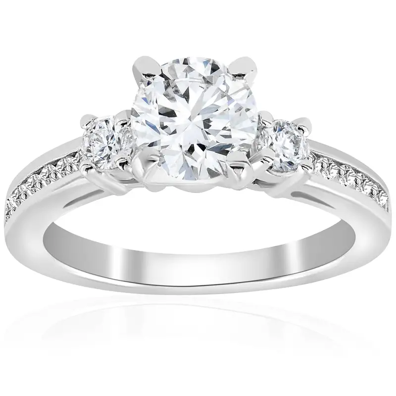 1 Ct Diamond Engagement Ring 3-Stone 14K White Gold 1