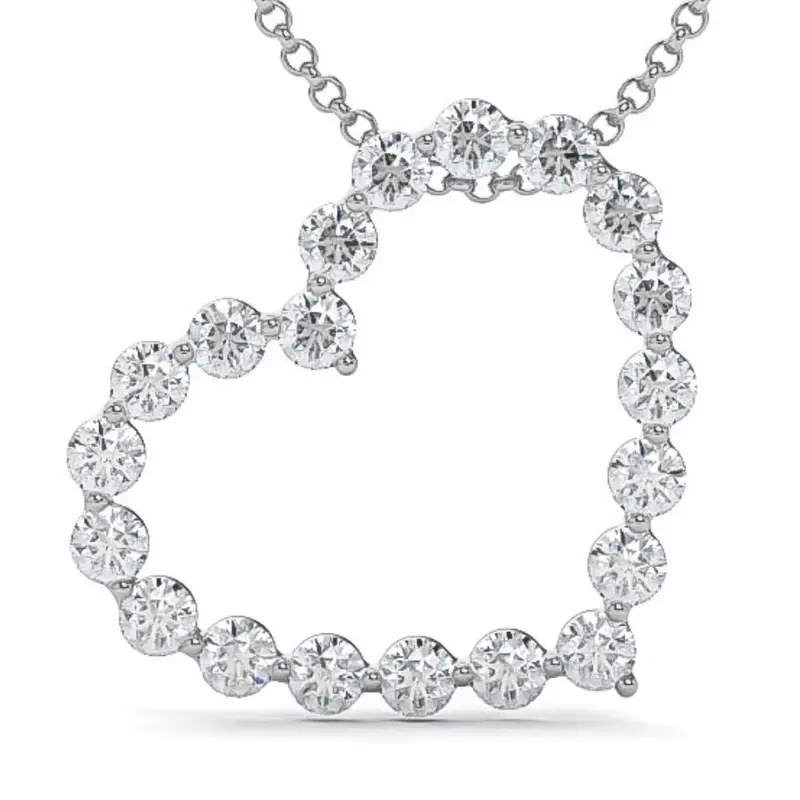 1 Ct Diamond Heart Pendant Necklace In White, Yellow, Or Rose Gold Lab Grown 1
