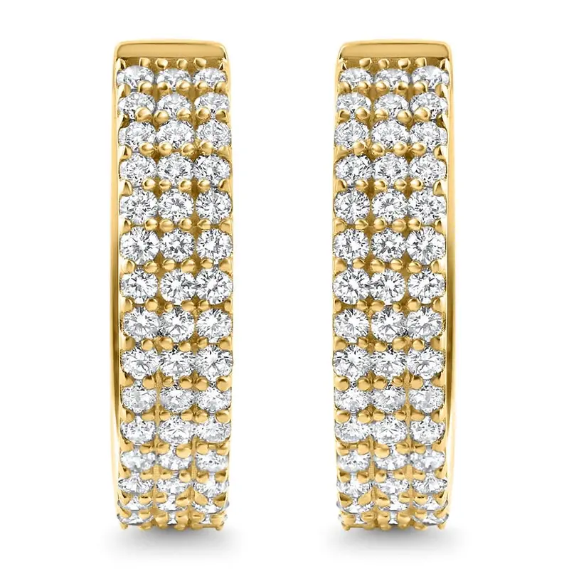 1 Ct Diamond Lab Grown Hoops Women's Earrings 10K Yellow Gold 1
