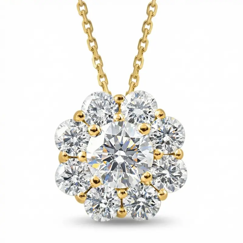 1 Ct Diamond Pendant 10K Yellow Gold Necklace 1