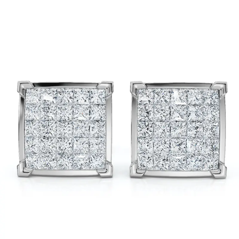 1 Ct Diamond Princess Cut Screw Back Studs Womens Earrings 10K White Gold 1