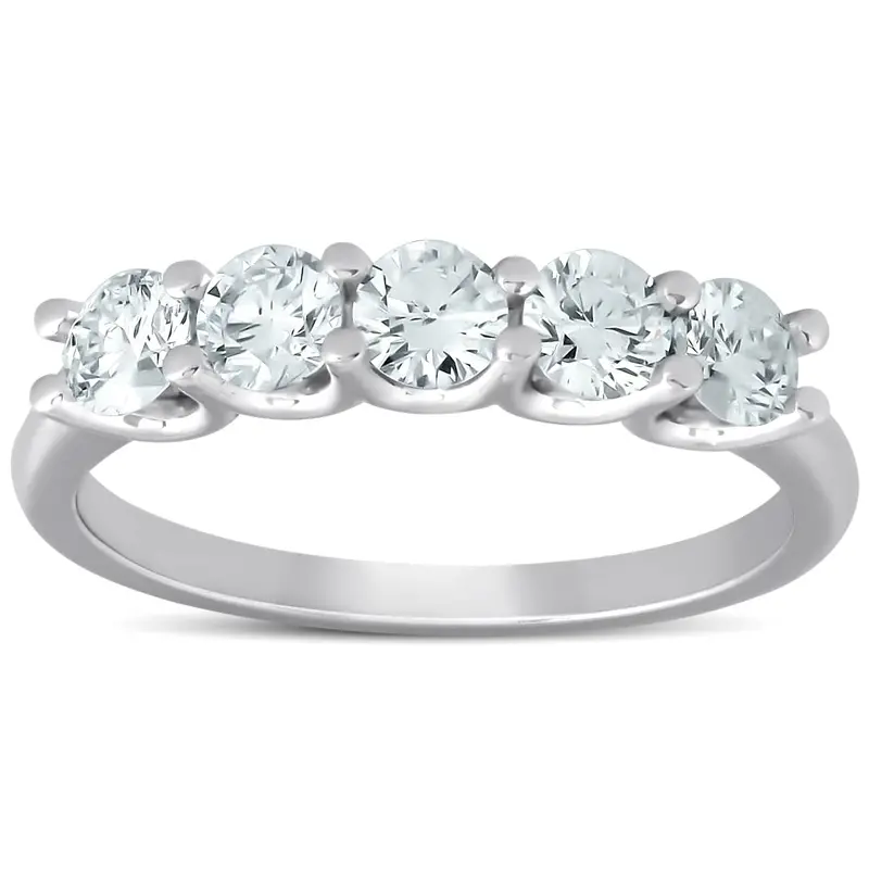 1 Ct Five Stone Ex3 Lab Grown Diamond Wedding Ring 14K White Gold Ex3 Lab Grown 1
