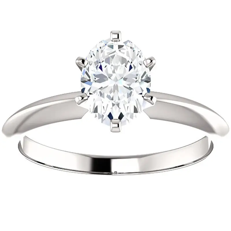 1 Ct Oval Solitaire Diamond Engagement Ring Lab Grown 14K White Or Yellow Gold 1