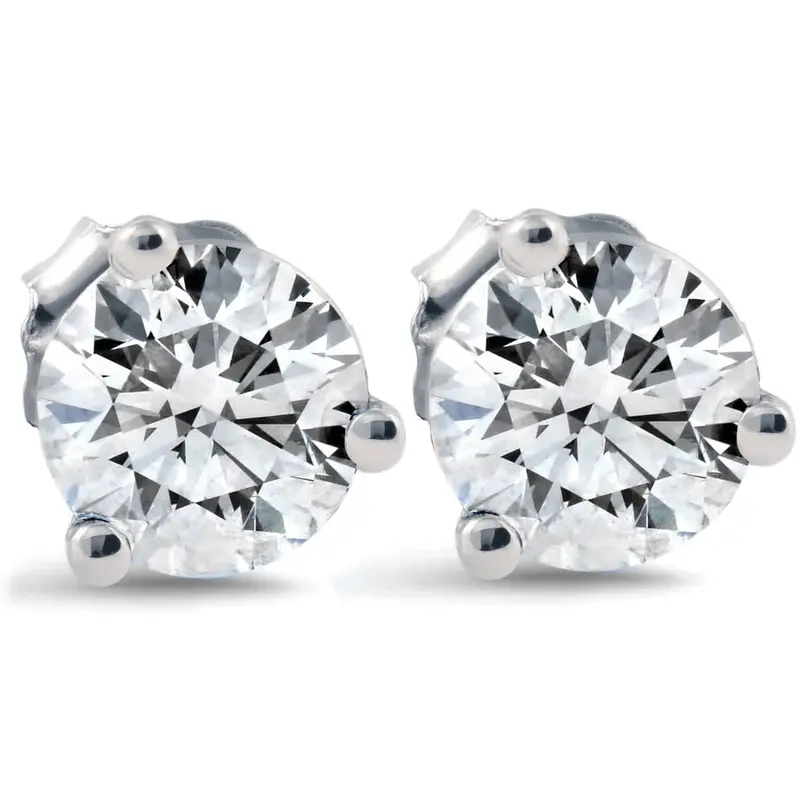 1 Ct Round Diamond Studs 14K White Gold Clarity Enhanced 1