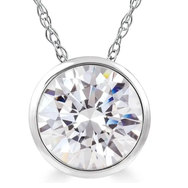 1 Ct Solitaire Lab Grown Diamond Pendant Necklace In 14K White Or Yellow Gold 1