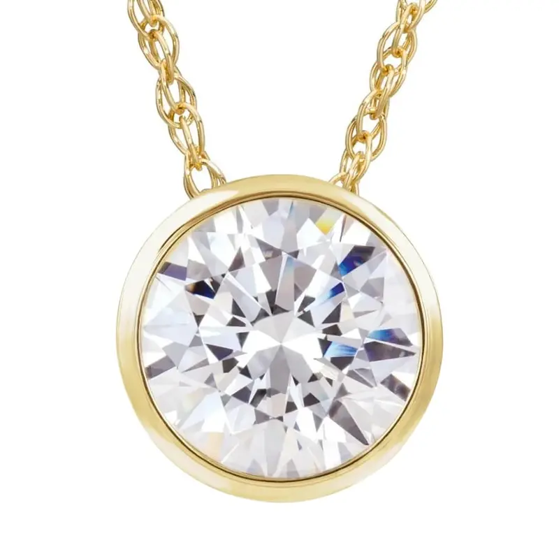 1 Ct Solitaire Lab Grown Diamond Pendant Necklace In 14K White Or Yellow Gold 1
