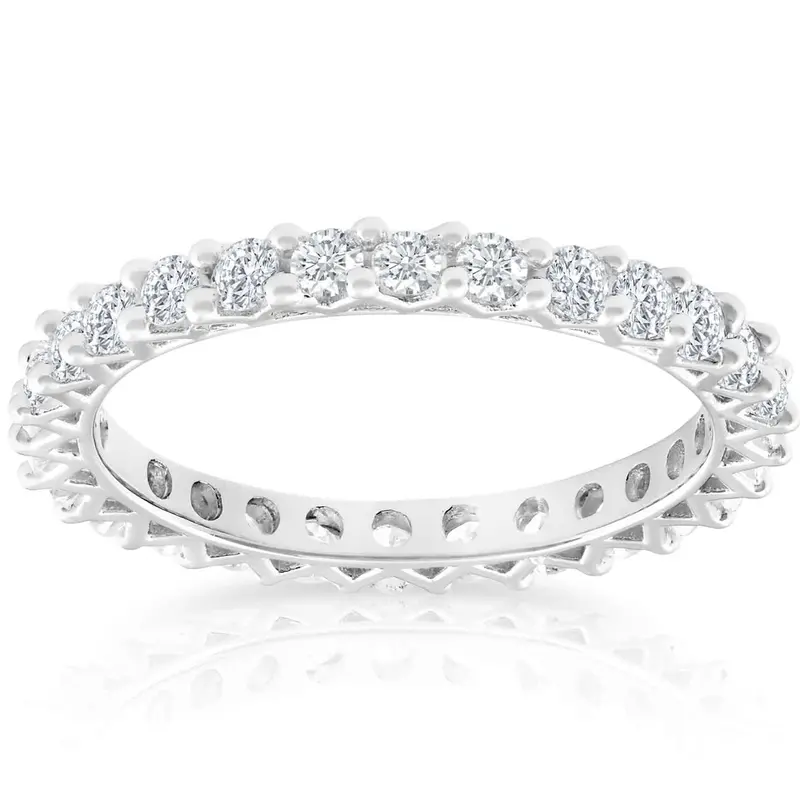 1 Ct Tdw Diamond Eternity Wedding Ring 10K White Gold 1