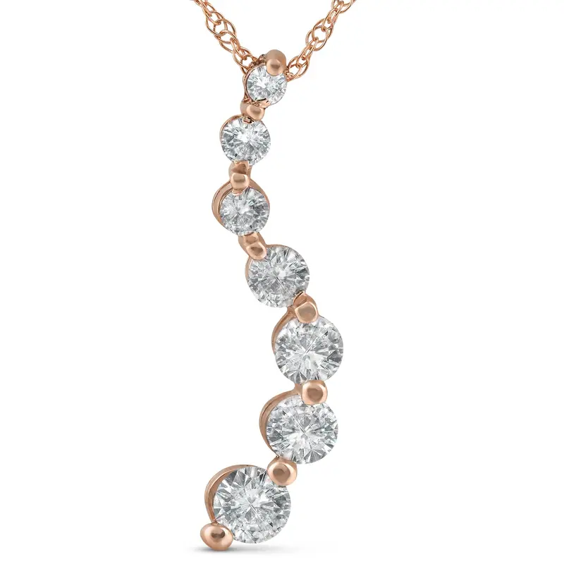 1 Ct Tdw Diamond Journey Pendant 14K Rose Gold 1