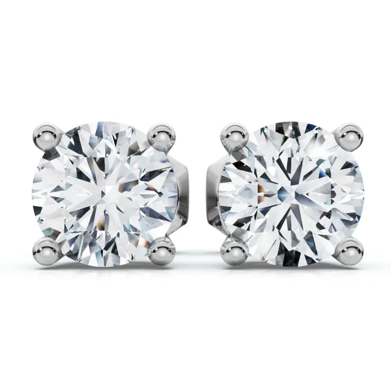 1 Ct Tw Round Cut Diamond Screw Back Studs 14K White Gold Lab Grown 1