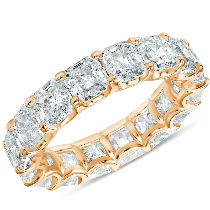 10 1/2 Ct Asscher Cut Moissanite Eternity Ring Wedding Band 10K Gold 1
