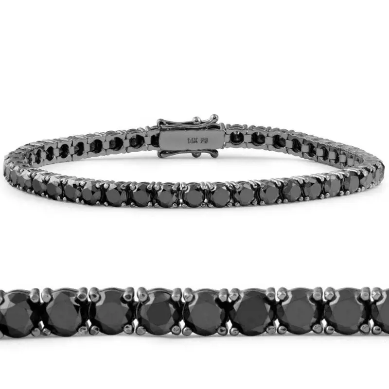 10 1/2 Ct Black Diamond Tennis Bracelet 14K Black Gold 7" 1