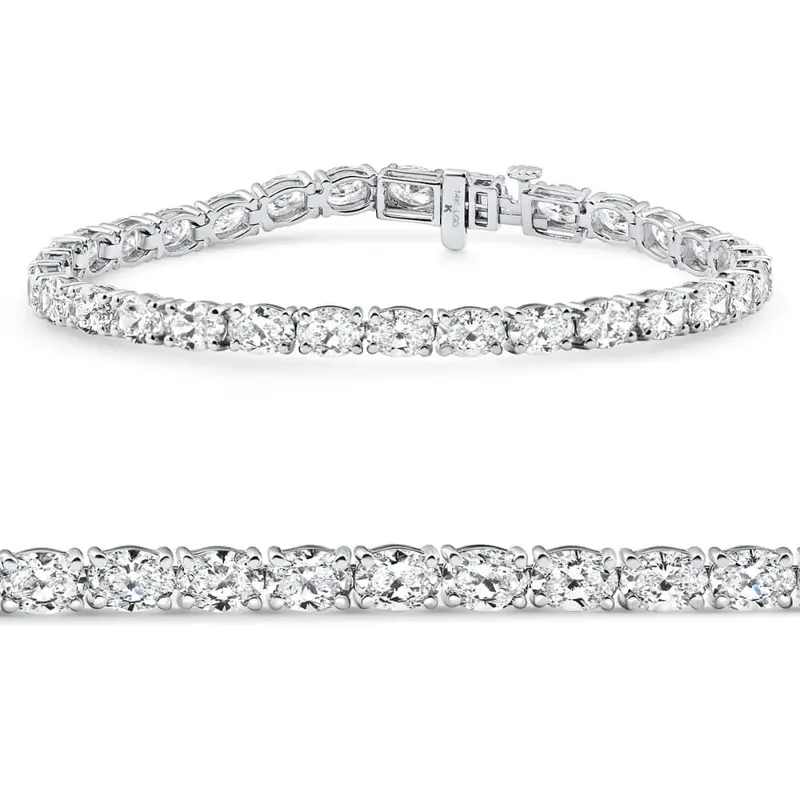 10.75Ct Oval Cut Diamond Tennis Bracelet 7" 14K White Gold Lab Grown Size: Medium 1