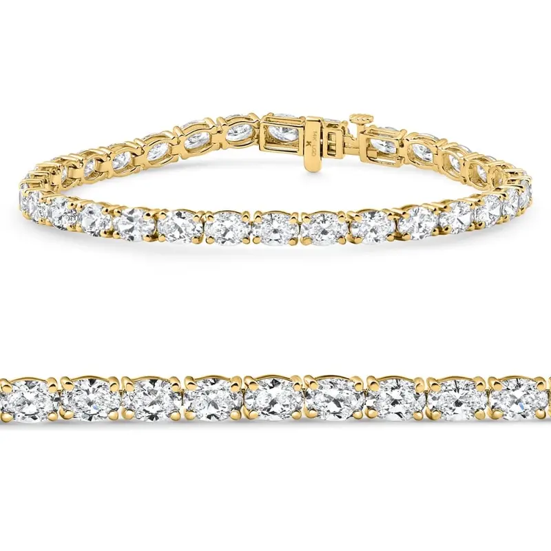10.75Ct Oval Cut Diamond Tennis Bracelet 7" 14K Yellow Gold Lab Grown Size: Medium 1