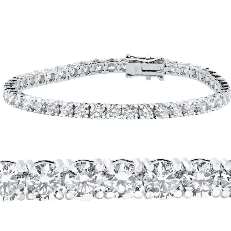10 Ct Diamond Tennis Bracelet 14K White Gold 7" Double Lock Clasp 1
