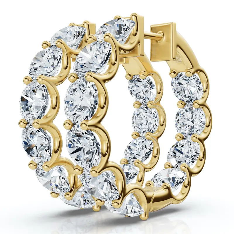 10Ct Diamond Hoops U Prong 1" Tall White Or Yellow Gold 1