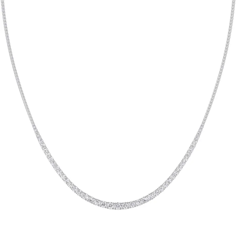 10Ct Graduated Diamond Tennis Necklace Lab Grown 14K Gold 18" 1