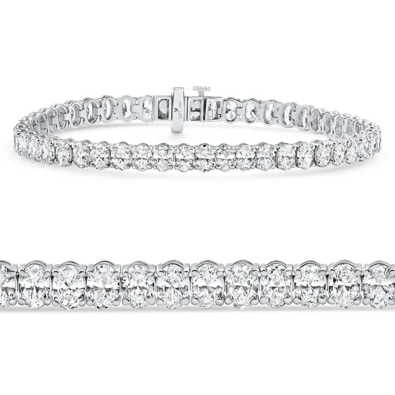 10Ct Oval Cut Diamond Tennis Bracelet 7" 14K White Gold Lab Grown Size: 7 1
