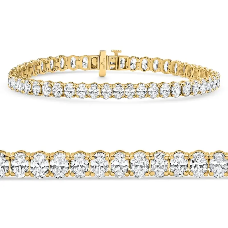 10Ct Oval Cut Diamond Tennis Bracelet 7" 14K Yellow Gold Lab Grown Size: Medium 1