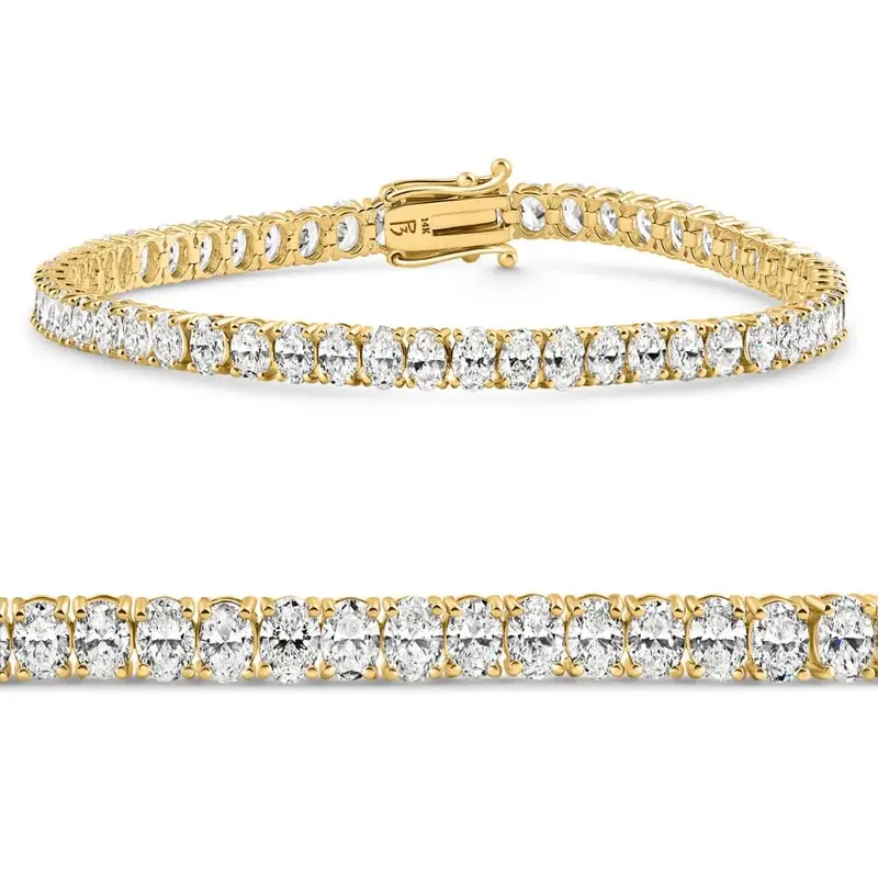 10Ct Oval Diamond Tennis Bracelet 14K Gold 7" Lab Grown 1