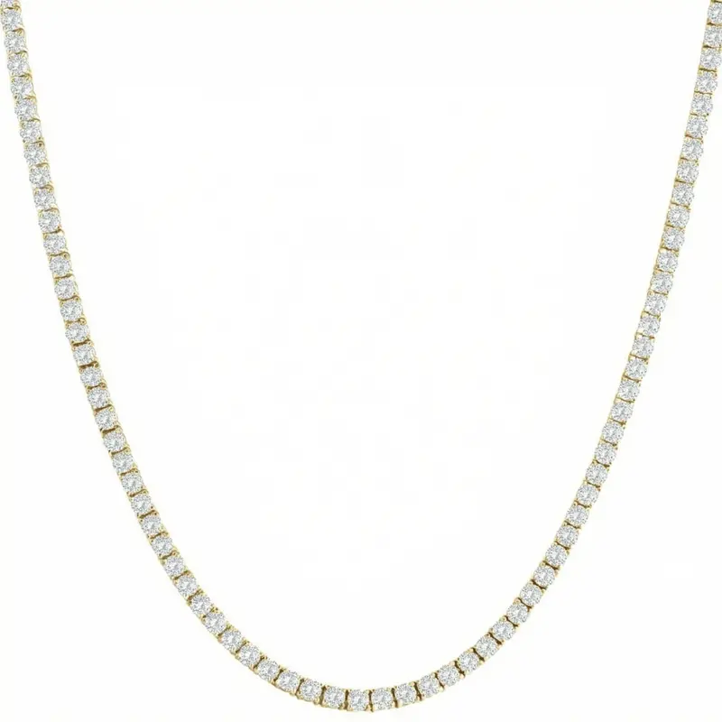 10Ct Tw Lab Grown Diamond Tennis Necklace 14K Yellow Gold 16.5" 1