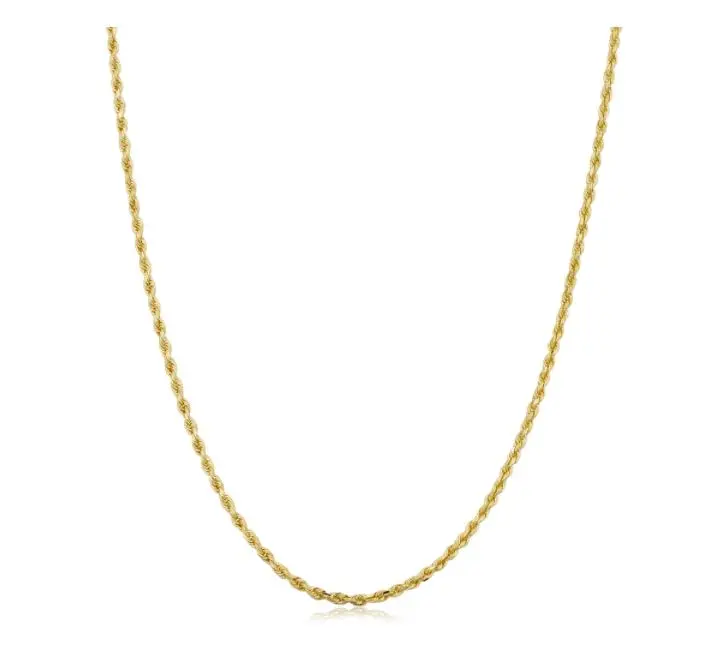 10K Yellow Gold 1.5-Mm Semi Solid Rope Chain Necklace 1