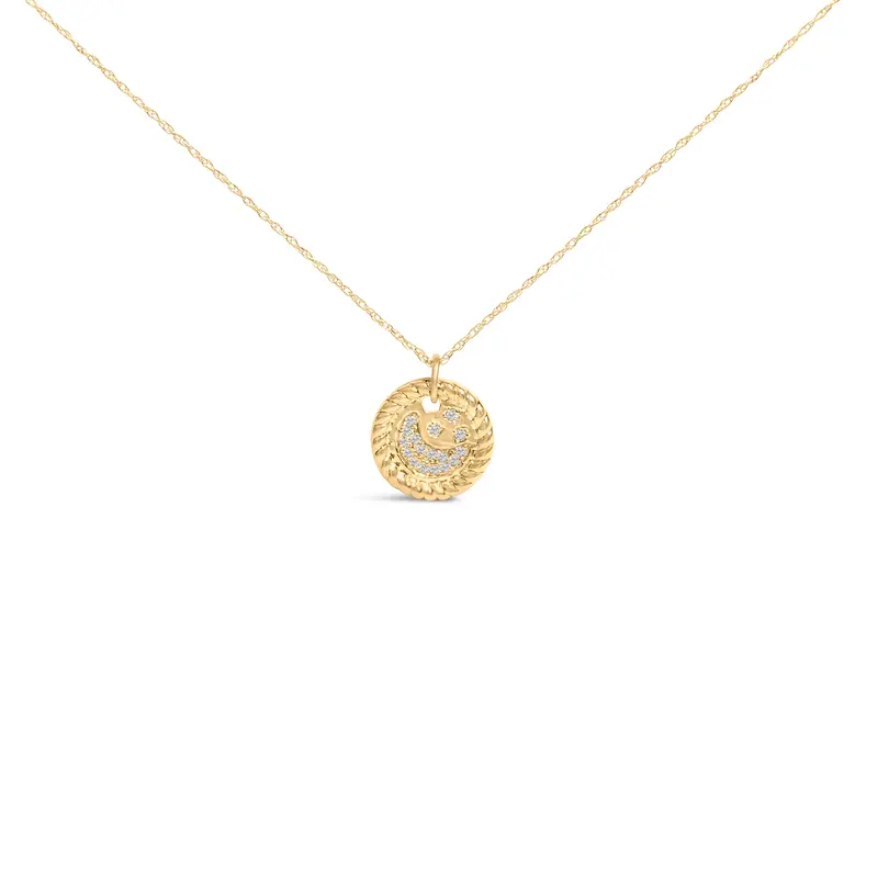 10K Yellow Gold Diamond Accent Crescent Moon Pendant Necklace 1