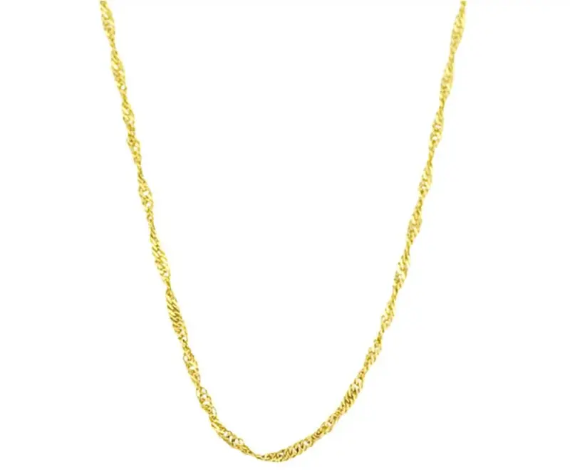 10K Yellow Gold Singapore Chain Necklace (18 Inches) 1